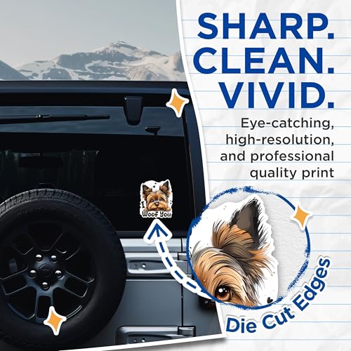 (2 Packs) I Woof You Cute Yorkie Stickers - Yorkie Pet Mom Dad Yorkshire Terrier Decals - 5 Inches On Longest Side - Premium Vinyl Decal - Sticks to Any Smooth Flat Surface - Made in USA - BMCS2348