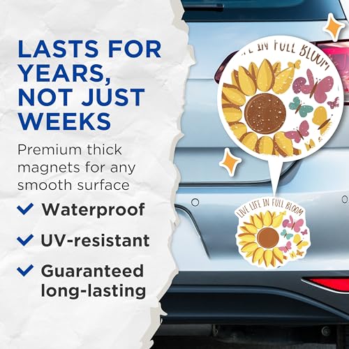 (2 Pack) Live Life in Full Bloom Magnets Magnets - 5" On Longest Side - Made in USA - Sticks to Refrigerators & Metal Surfaces - MAG8944