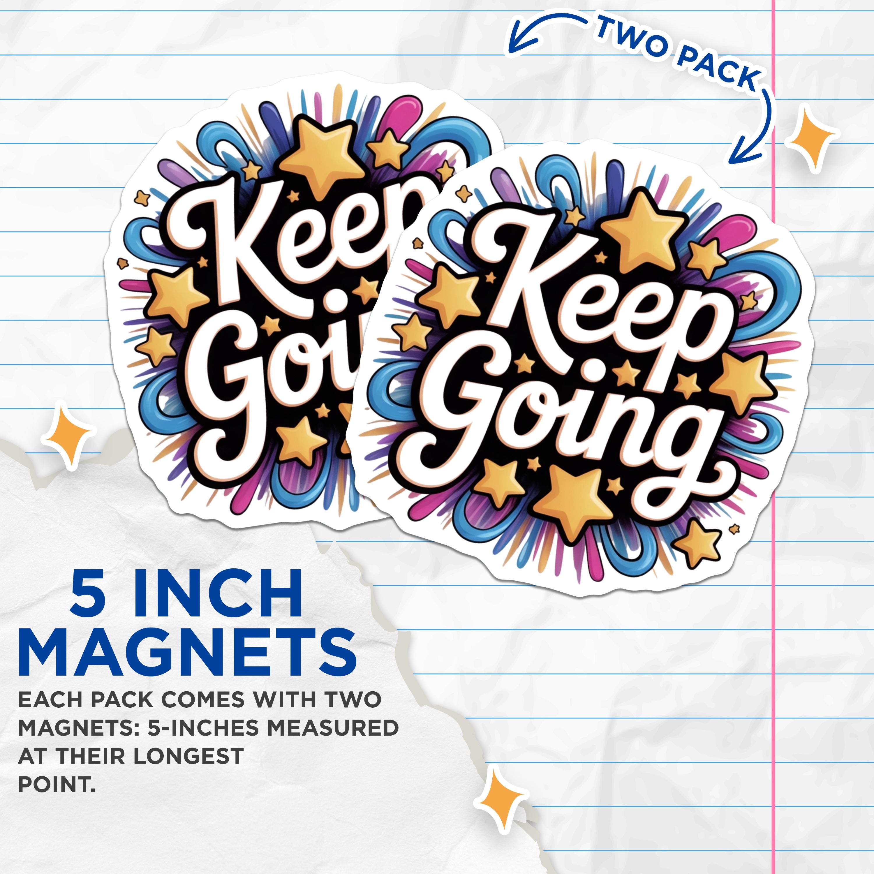 (2 Pack) Keep Going Magnets - Affirmation Quote - Positive Mindset Decor - 5 Inches On Longest Side - Thick Durable Magnet - Made in USA - MAG39136