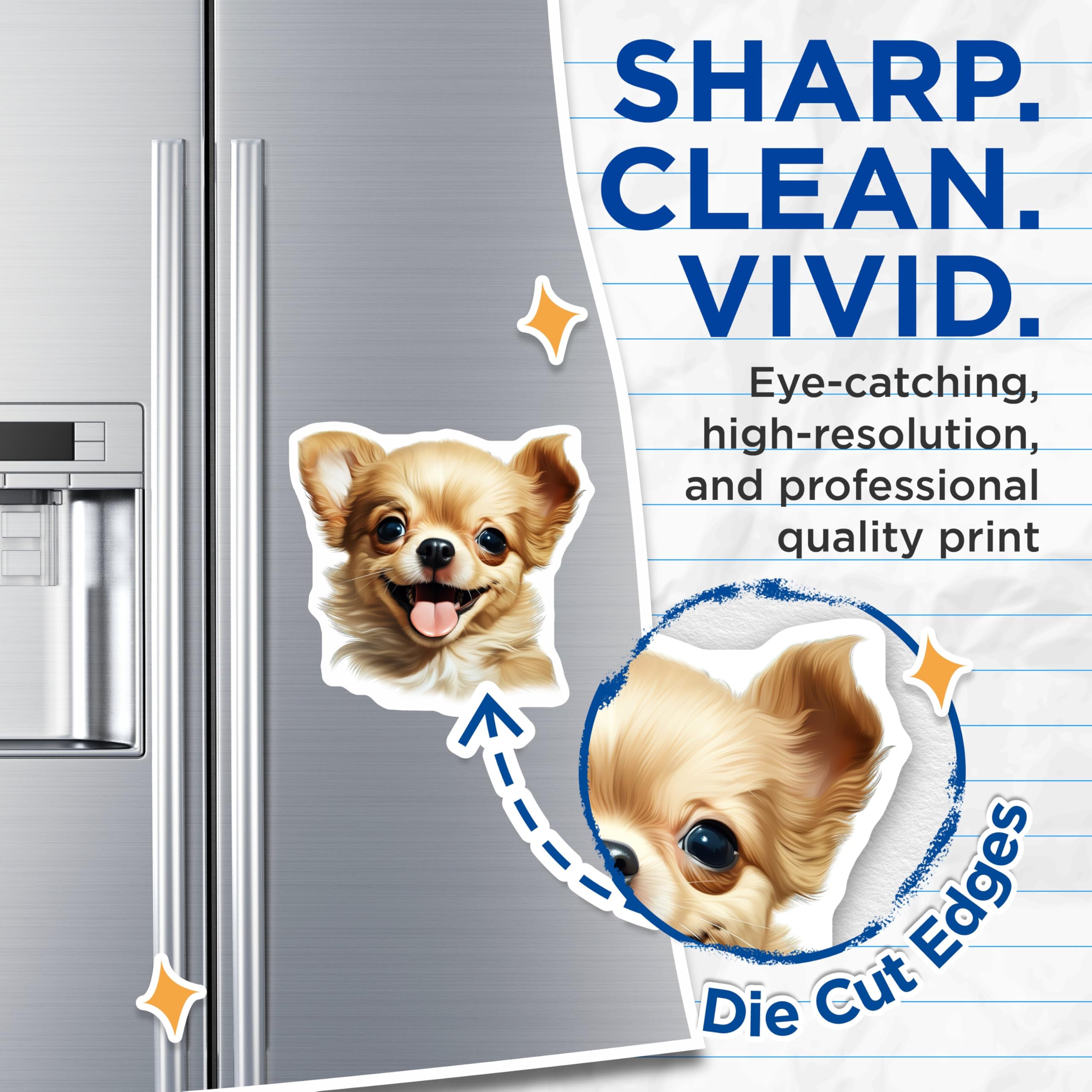 (2 Pack) Happy Chihuahua Puppy Magnets - Adorable Dog Lover Kitchen Fridge Magnet Decor - Cute Pet Animal Enthusiast - 5 Inches On Longest Side - Thick Durable Magnet - Made in USA - MAG25772