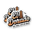 (2 Pack) El Dorado City of Gold Magnets - Oil Derrick - Established 1843 Decor - 5" On Longest Side - Premium Magnet - for Cars, Refrigerators, Toolboxes, Lockers - Made in USA - MAG17672