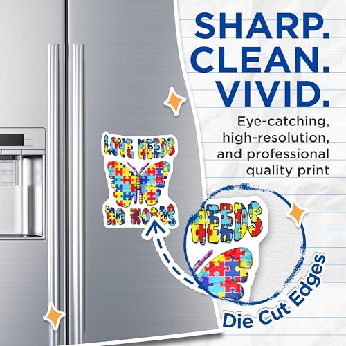 (2 Pack) Autism Awareness Magnets - Puzzle Piece Design - Inspirational Quote - Butterfly Magnets - 5" On Longest Side - for Cars, Fridges, Toolboxes - Made in USA - MAG6700