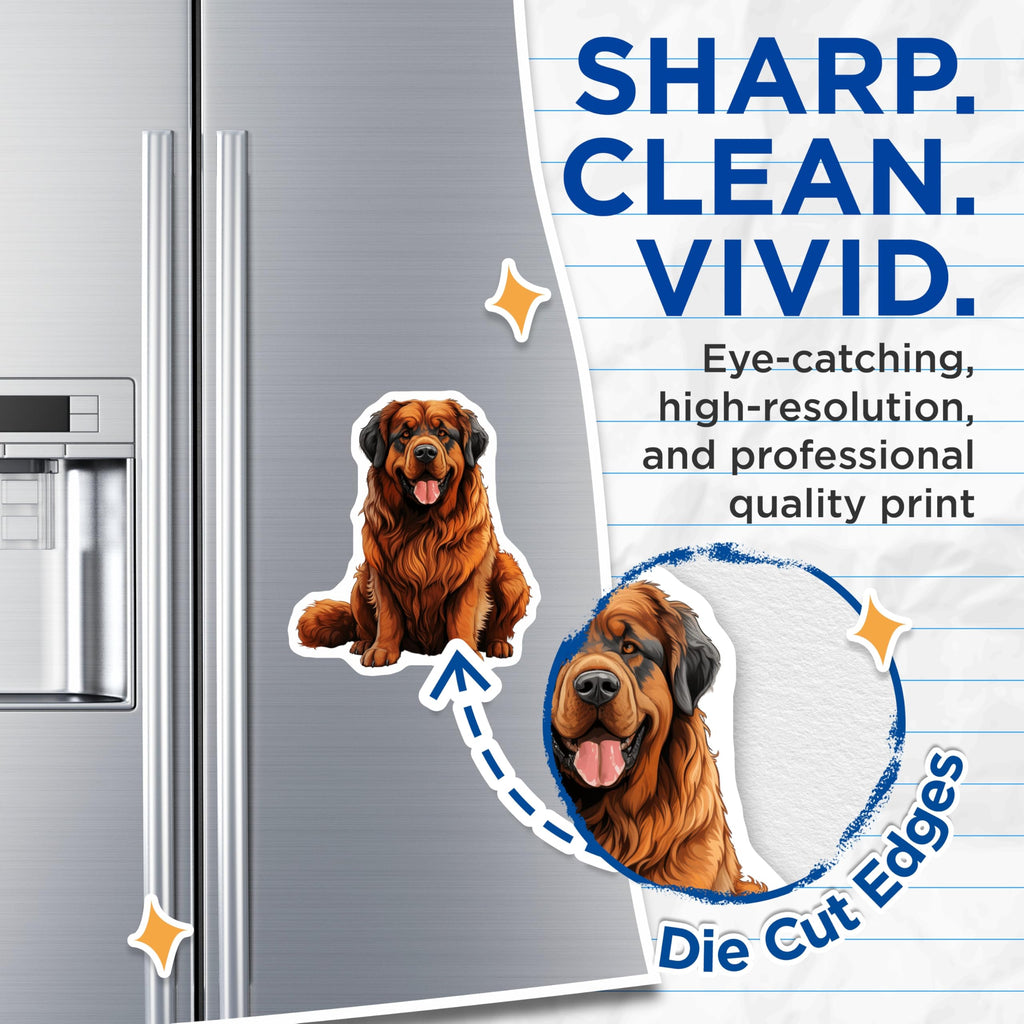 (2 Pack) Tibetan Mastiff Magnets - Majestic Dog Breed Artwork - Pet Lover Refrigerator Decor - Canine Enthusiast Display - 5 Inches On Longest Side - Thick Durable Magnet - Made in USA - MAG24270