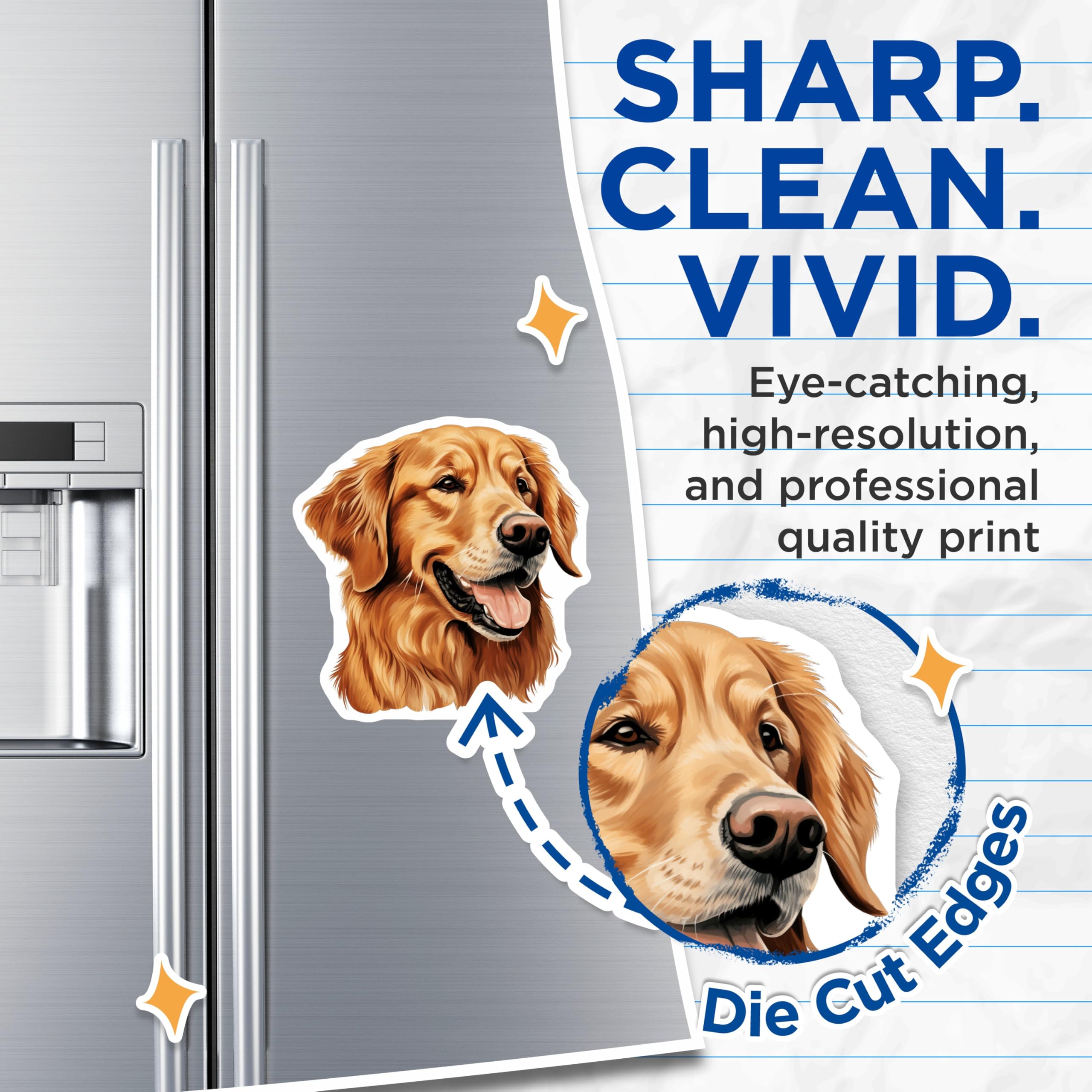(2 Pack) Golden Retriever Magnets - Dog Breed Lover - Fridge Decor Accessory - 5 Inches On Longest Side - Thick Durable Magnet - Made in USA - MAG24377