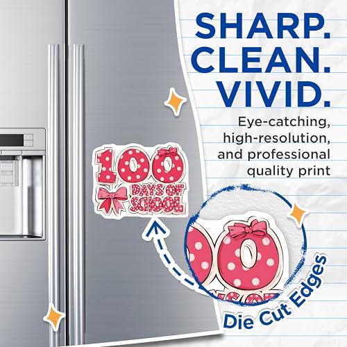(2 Pack) 100 Days of School Magnets - School Celebration Magnets - End of School Year Decorations - 5" On Longest Side - for Cars, Refrigerators, Toolboxes, Lockers - Made in USA BMCS3065