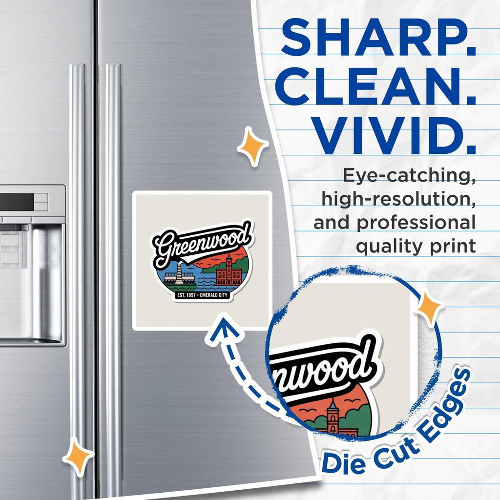 (2 Pack) Greenwood Magnets - Mississippi Souvenir - Emerald City Travel Fridge Decor - 5" On Longest Side - Premium Magnet - for Cars, Refrigerators, Toolboxes, Lockers - Made in USA - MAG17241