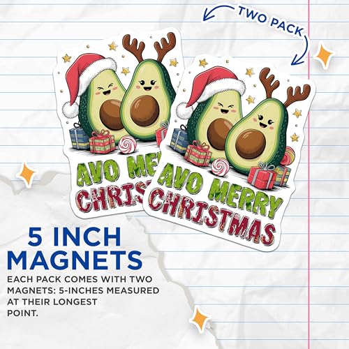 (2 Pack) AVO Merry Christmas Magnets Magnets - Fun Christmas Decor - 5" On Longest Side - Made in USA - Sticks to Refrigerators & Metal Surfaces - MAG8381