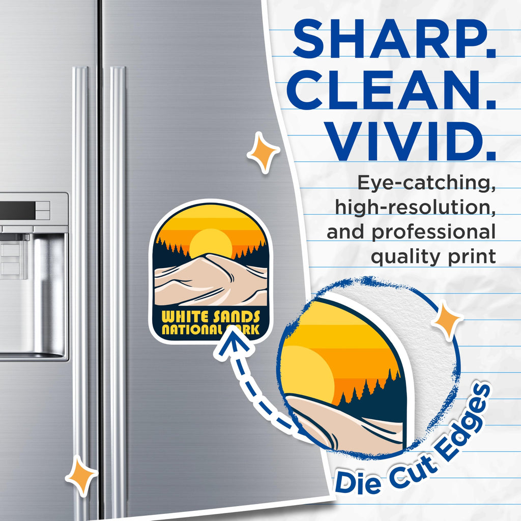 (2 Pack) White Sands National Park Magnets - USA Travel Souvenir - Fridge Decor - 5" On Longest Side - Premium Magnet - for Cars, Refrigerators, Toolboxes, Lockers - Made in USA - MAG17702