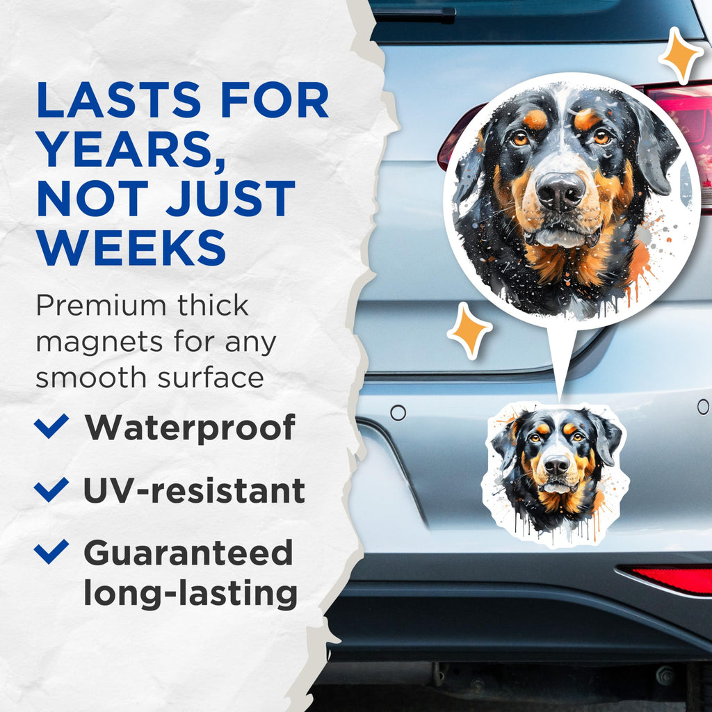 (2 Pack) Bernese Mountain Dog Magnets - Artistic Dog Design - Canine Refrigerator Decor - Animal Lover Magnet - 5 Inches On Longest Side - Thick Durable Magnet - Made in USA - MAG24789