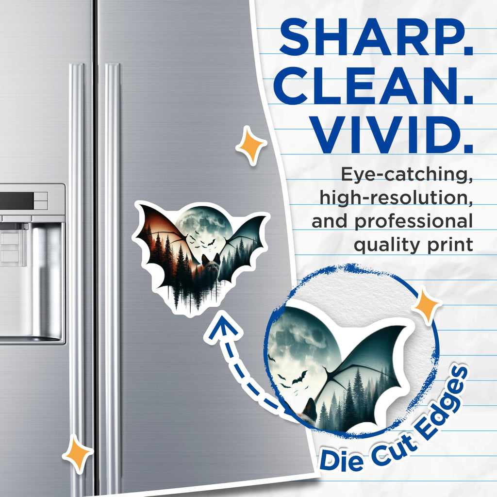 (2 Pack) Fox Bats Magnets - Forest Moon Art - Unique Animal Graphic Refrigerator Magnets - 5" On Longest Side - Premium Magnet - for Cars, Refrigerators, Toolboxes, Lockers - Made in USA - MAG14551