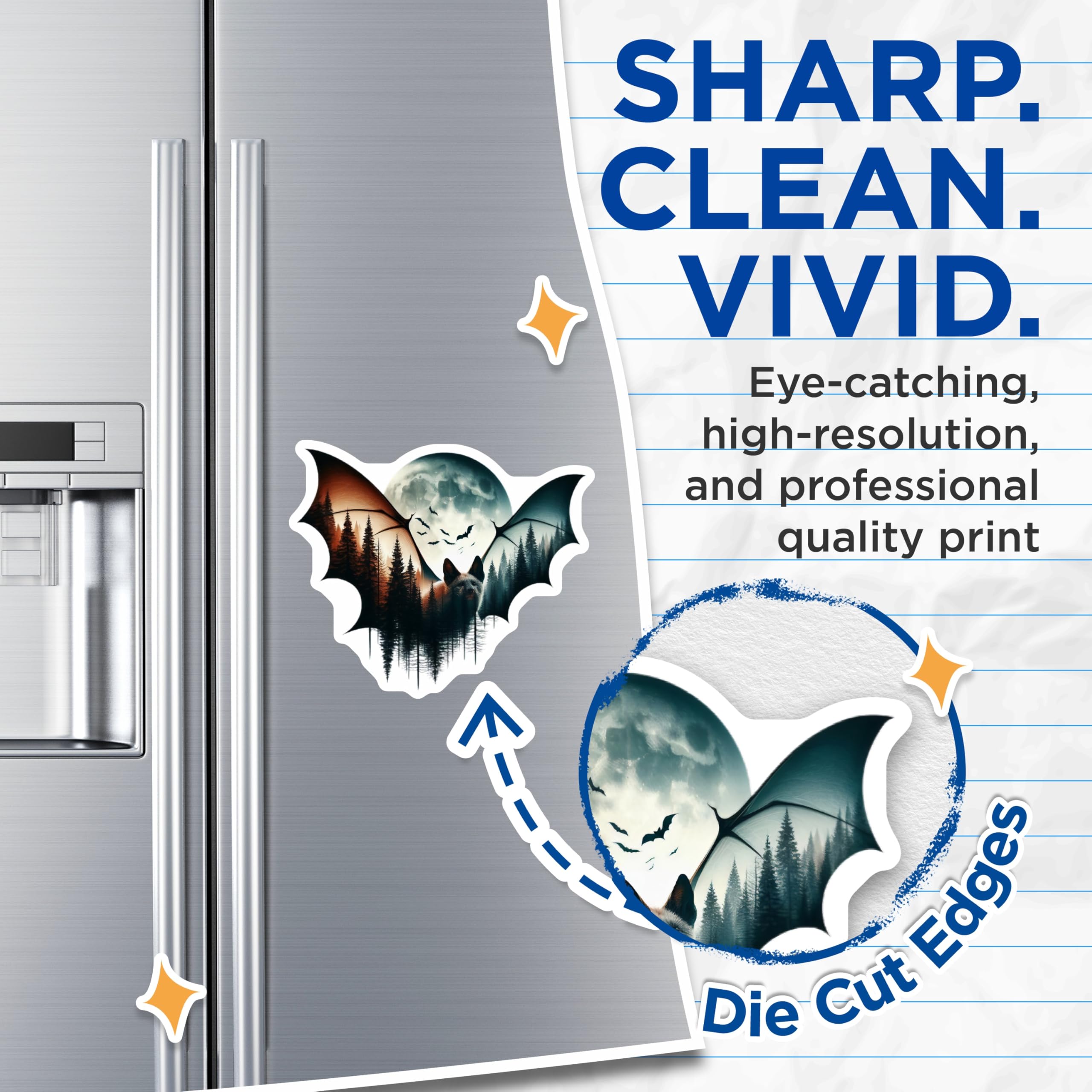 (2 Pack) Fox Bats Magnets - Forest Moon Art - Unique Animal Graphic Refrigerator Magnets - 5" On Longest Side - Premium Magnet - for Cars, Refrigerators, Toolboxes, Lockers - Made in USA - MAG14551