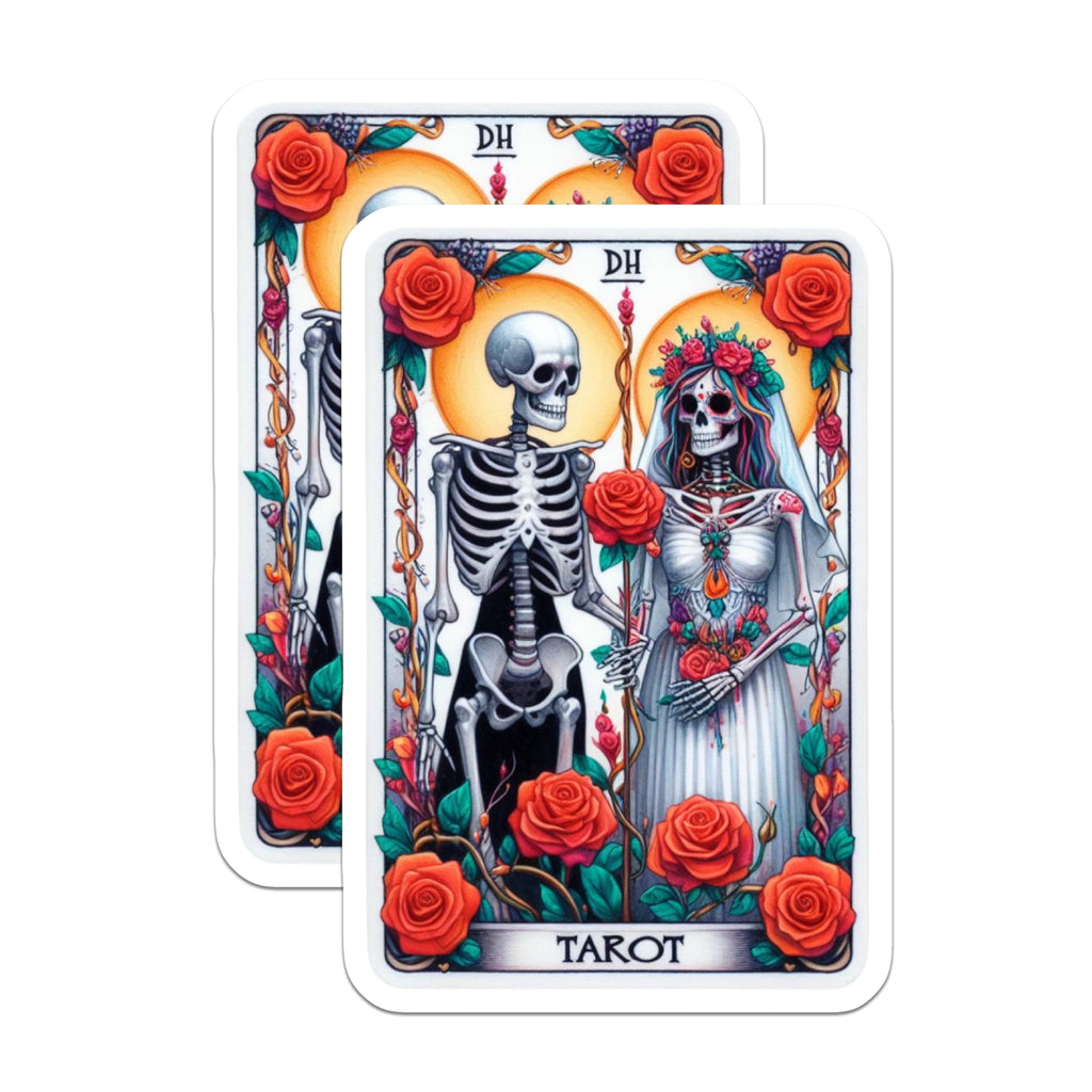 (2 Pack) Day of the Dead Skeletons Magnets - Calavera Gothic Wedding Lovers Art - Romantic Occult Tarot Decor - 5 Inches On Longest Side - Thick Durable Magnet - Made in USA - MAG21502