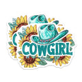 (2 Pack) Cowgirl Magnets - Sunflower Western Decor - Teal Country Hat - Boho Farmhouse Refrigerator - 5 Inches On Longest Side - Thick Durable Magnet - Made in USA - MAG36872