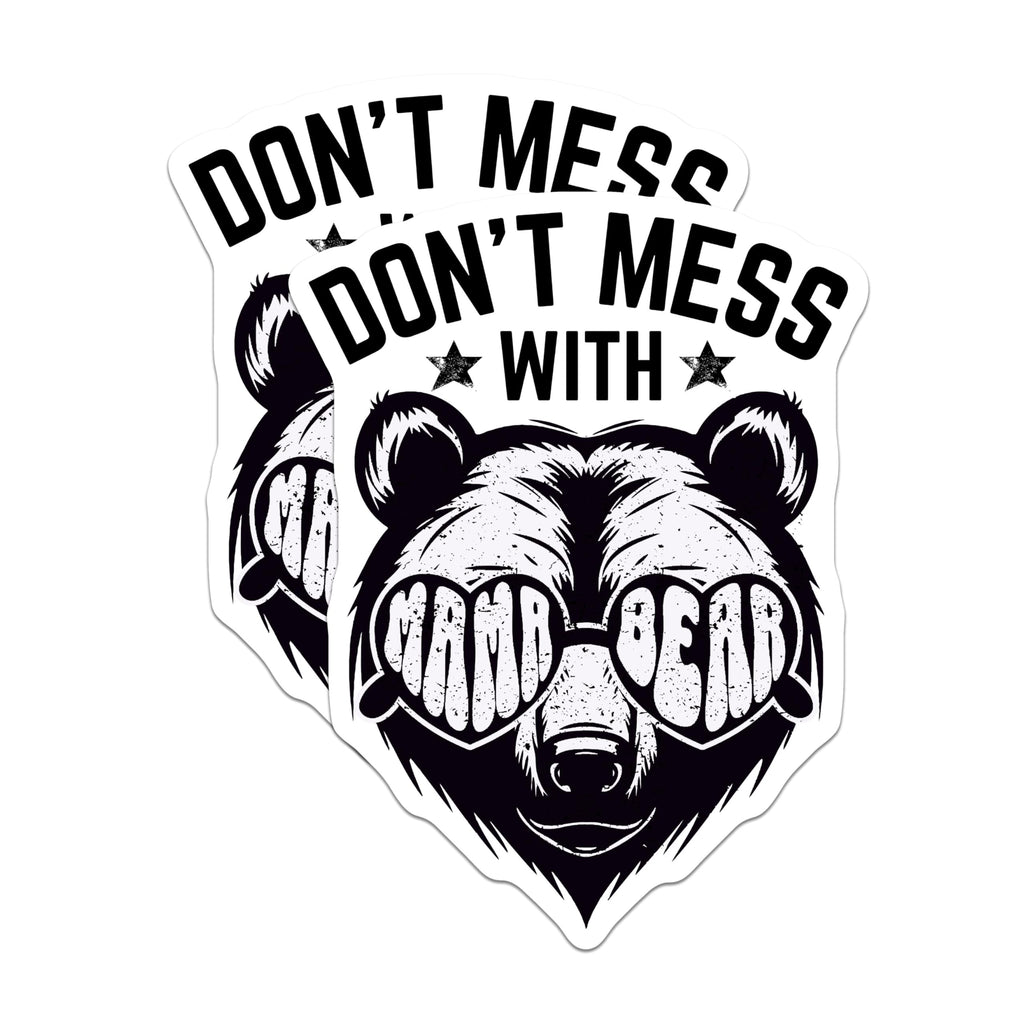 (2 Pack) Mama Bear Stickers - Dont Mess with Stickers - Cute Bear Stickers - 5" On Longest Side - Sticks to Any Smooth Flat Surface - Made in USA - BMCS3444