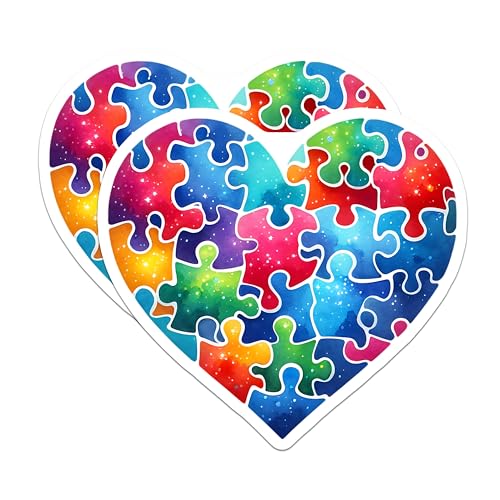 (2 Pack) Heart Puzzle Magnets - 5" On Longest Side - for Cars, Fridges, Toolboxes - Made in USA - MAG7888