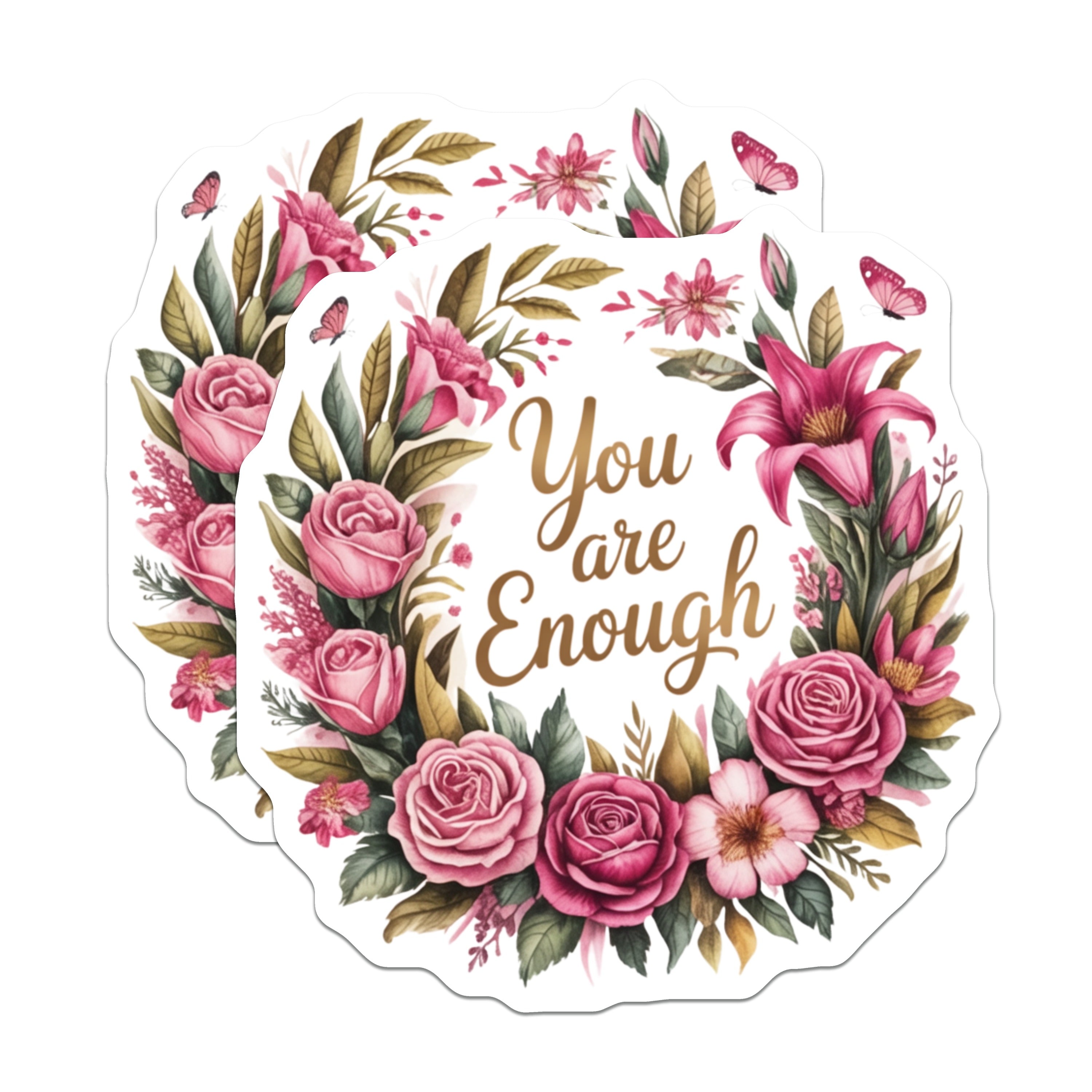 (2 Pack) You are Enough Magnets - Inspirational Self Love Decor - Feminine Floral Art - 5 Inches On Longest Side - Thick Durable Magnet - Made in USA - MAG37142