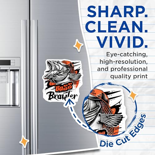 (2 Pack) Bass Brawler Magnets - Fish Lover Magnets - Fishing Enthusiast Fridge Magnets - 5" On Longest Side - for Cars, Refrigerators, Toolboxes, Lockers - Made in USA BMCS3355