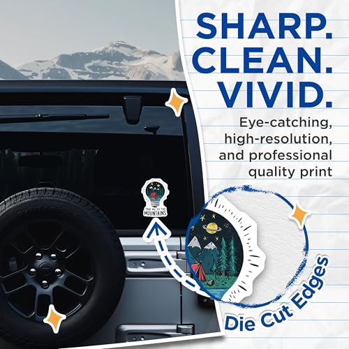 (2 Pack) Take Me to The Mountains Stickers - Camping Adventure Stickers - Nature Outdoor Hiking Stickers - 5" On Longest Side - Sticks to Smooth Flat Surfaces - Made in USA - BMCS4057