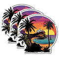 (3 Pack) Tropical Beach Decals - Sunset Palms - Island Getaway Stickers - 3 Inches On Longest Side - Easy Peel & Apply - Made in USA - 3MCS1001
