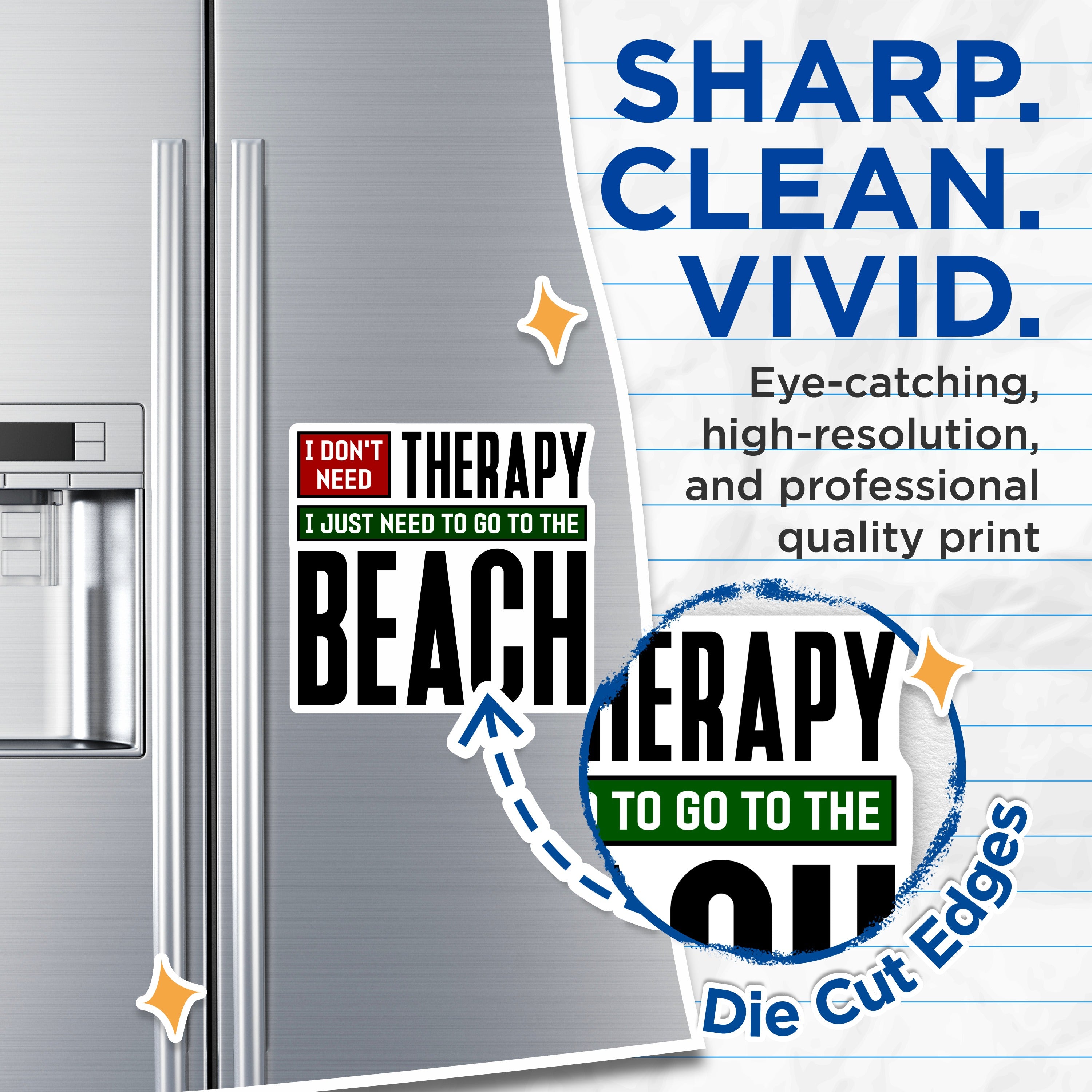 (2 Pack) I Don't Need Therapy Magnets - Beach Lover Humor - Ocean Coastal Vacation Reminder - 5 Inches On Longest Side - Thick Durable Magnet - Made in USA - MAG36154