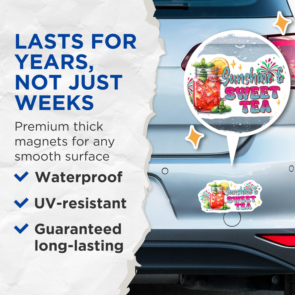(2 Pack) Sunshine Sweet Tea Magnets - Kitchen Decor - 5" On Longest Side - for Cars, Fridges, Toolboxes - Made in USA - MAG8312
