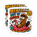 (2 Pack) Mentally Out of Office Magnets - Beaver on Flamingo Float - Funny Work Humor Decor - Summer Vacation Mood Reminders - 5 Inches On Longest Side - Thick Durable Magnet - Made in USA - MAG21488
