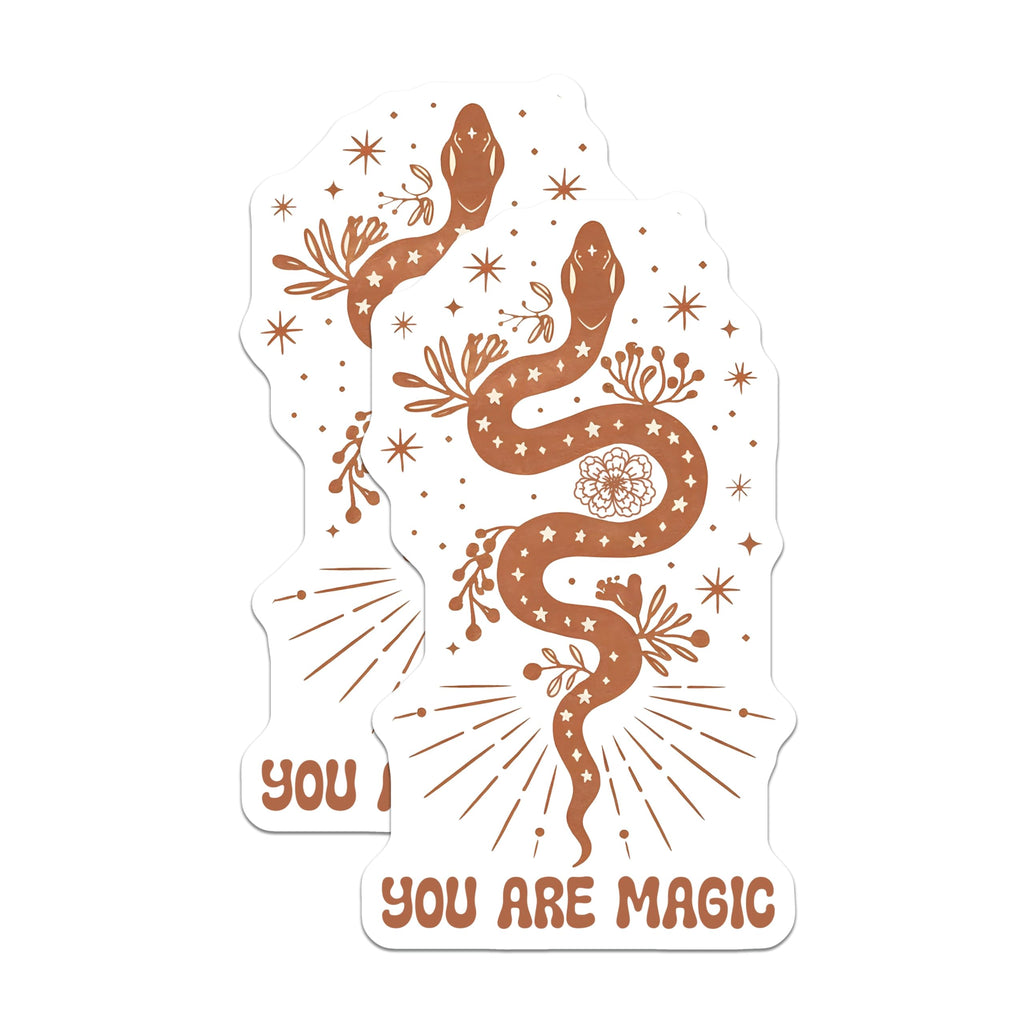 (2 Pack) Snake You are Magic Magnets - Inspirational Snake - Bohemian Snake Lover Gift - 5" On Longest Side - Premium Magnet - for Cars, Refrigerators, Toolboxes, Lockers - Made in USA - MAG17343