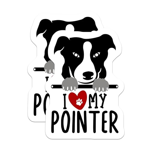 (2 Pack) Pointer Dog Lover Stickers - I Love My Pointer Stickers Ã¢â‚¬â€œ Dog Breed Decal Stickers - 5" On Longest Side - Sticks to Smooth Flat Surfaces - Made in USA - BMCS4307