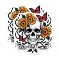 (2 Pack) Sunflower Skull Magnets - Beautifully Twisted Decor - Butterfly Goth Aesthetic - 5 Inches On Longest Side - Thick Durable Magnet - Made in USA - MAG20888