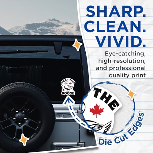 (2 Pack) Fear The Goose Stickers - Funny Canadian Goose Sticker - Cute Goose Decal - 5" On Longest Side - Sticks to Smooth Flat Surfaces - Made in USA - BMCS9980