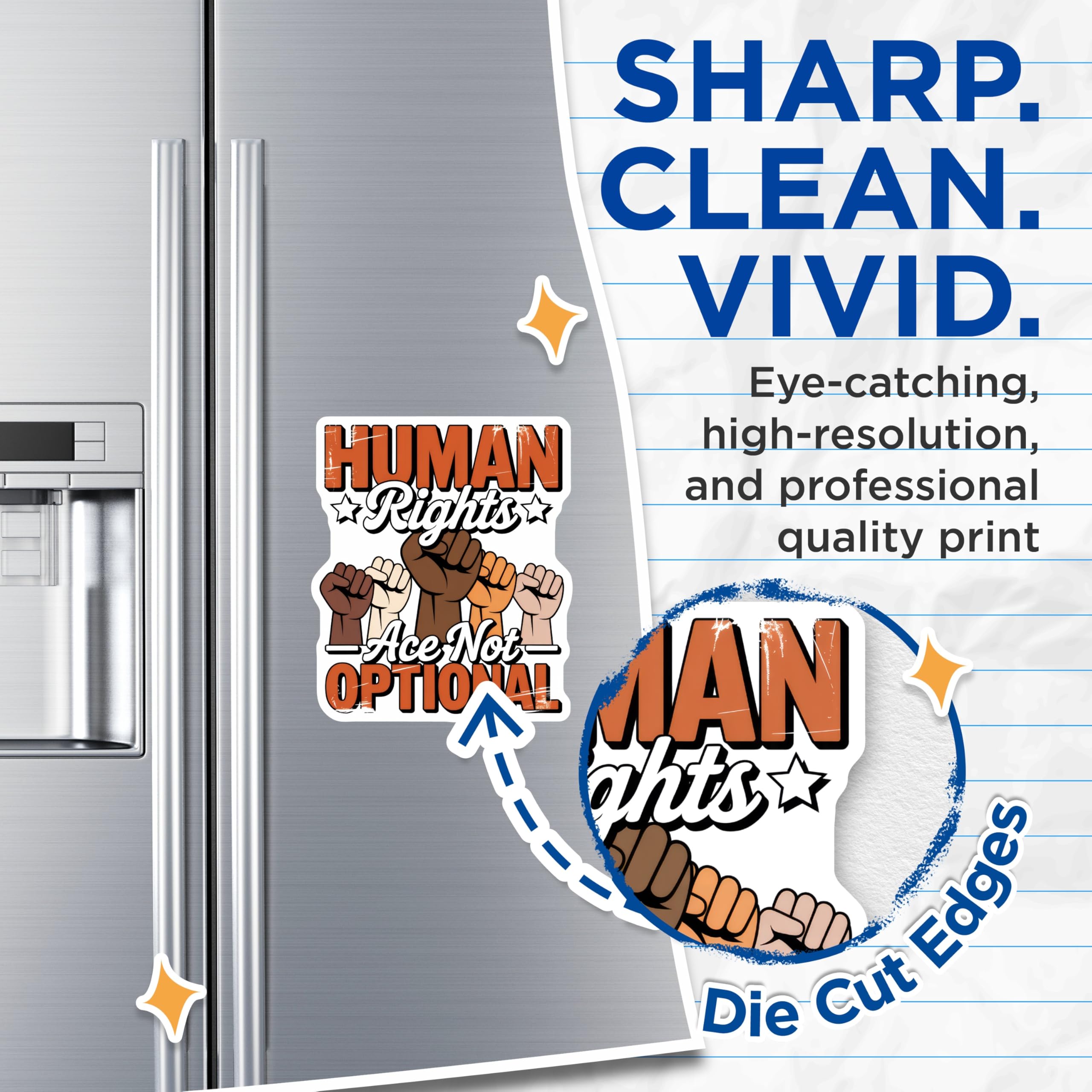 (2 Pack) Human Rights Magnets - Social Justice Art - Equality Advocacy Decor - 5" On Longest Side - Premium Magnet - for Cars, Refrigerators, Toolboxes, Lockers - Made in USA - MAG15853
