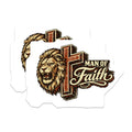 (2 Pack) Man of Faith Lion Cross Magnets - Christian Religious Symbolism - Spiritual Devotion Inspirational Men of God - 5 Inches On Longest Side - Thick Durable Magnet - Made in USA - MAG22019