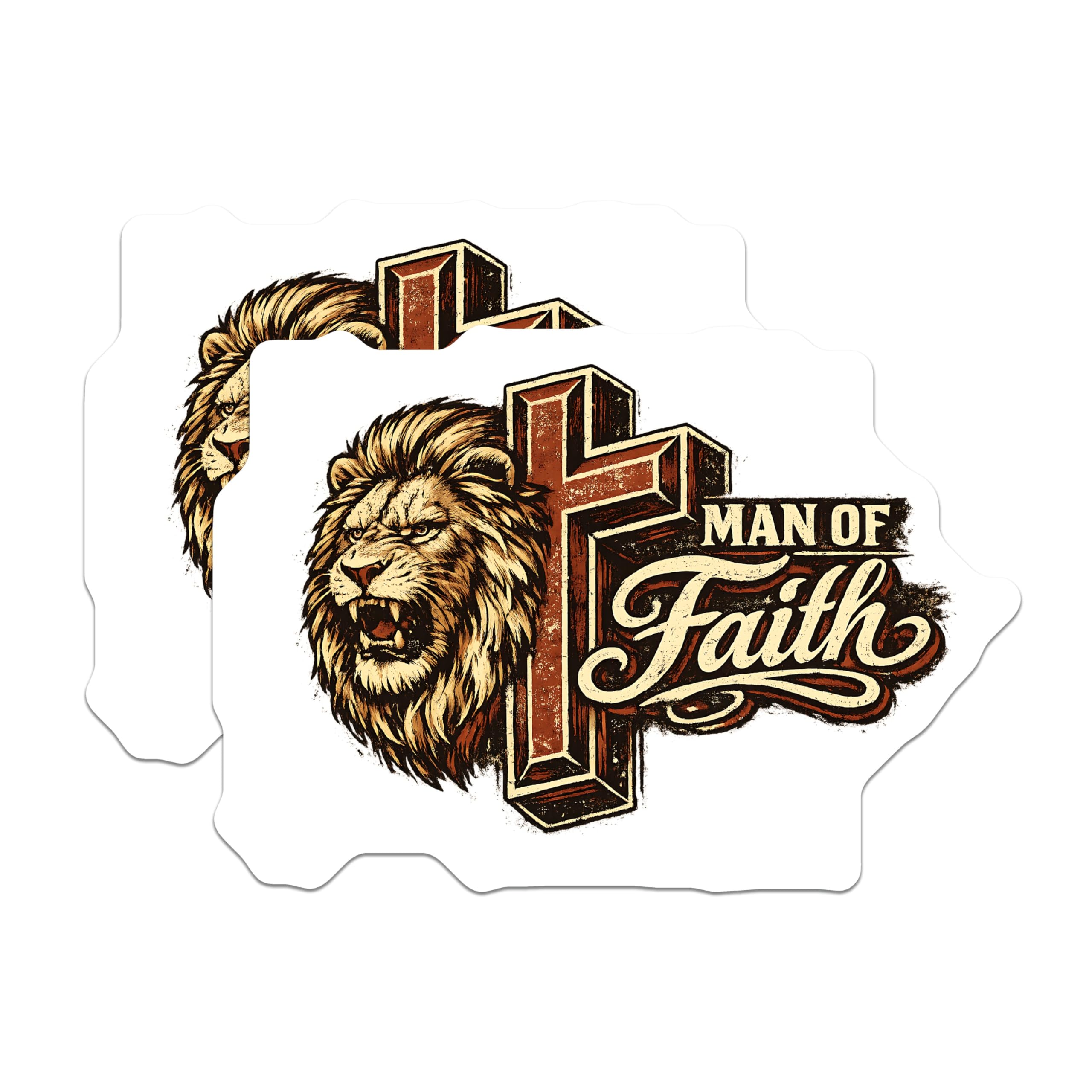 (2 Pack) Man of Faith Lion Cross Magnets - Christian Religious Symbolism - Spiritual Devotion Inspirational Men of God - 5 Inches On Longest Side - Thick Durable Magnet - Made in USA - MAG22019