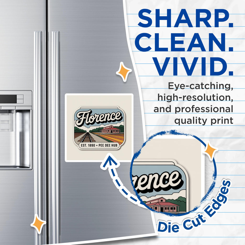 (2 Pack) Florence SC Magnets - Pee Dee Hub - South Carolina Travel Souvenir - 5" On Longest Side - Premium Magnet - for Cars, Refrigerators, Toolboxes, Lockers - Made in USA - MAG17940