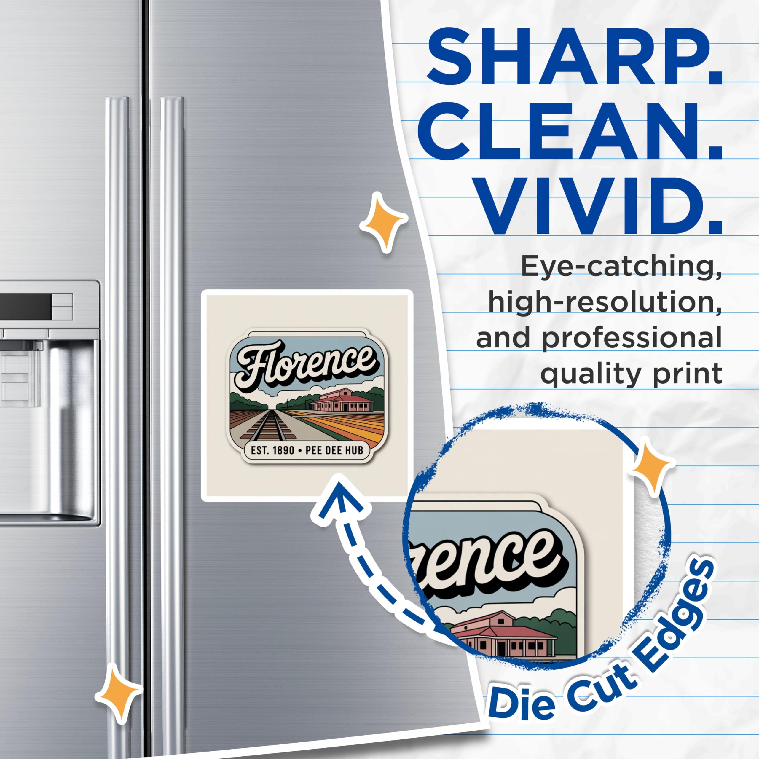 (2 Pack) Florence SC Magnets - Pee Dee Hub - South Carolina Travel Souvenir - 5" On Longest Side - Premium Magnet - for Cars, Refrigerators, Toolboxes, Lockers - Made in USA - MAG17940