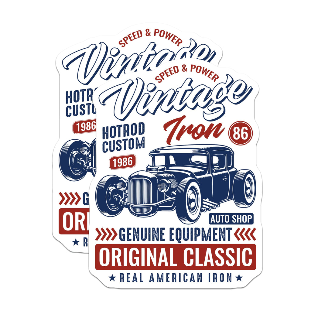 (2 Pack) Hot Rod Magnets - Vintage Car Magnet - Classic American Iron Magnet - 5" On Longest Side - Premium Magnet - for Cars, Refrigerators, Toolboxes, Lockers - Made in USA - MAG17438