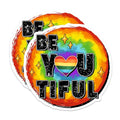 (2 Pack) Be You Tiful Magnets - Rainbow Pride - LGBTQ Inspirational Decor - Self Affirmation - 5" On Longest Side - for Cars, Fridges, Toolboxes - Made in USA - MAG8278