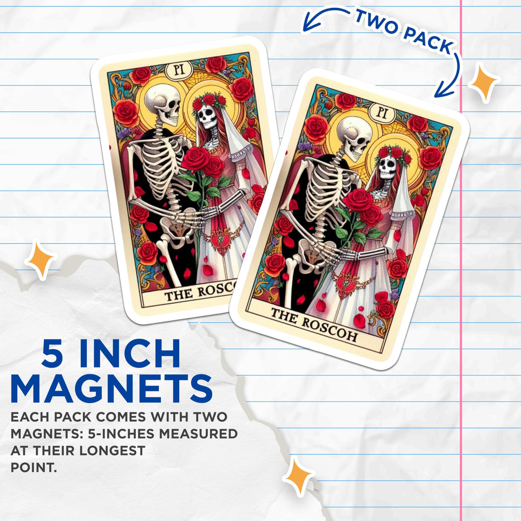 (2 Pack) Skeleton Wedding Magnets - Dia de Los Muertos Art - Gothic Romance Decor - 5 Inches On Longest Side - Thick Durable Magnet - Made in USA - MAG20488
