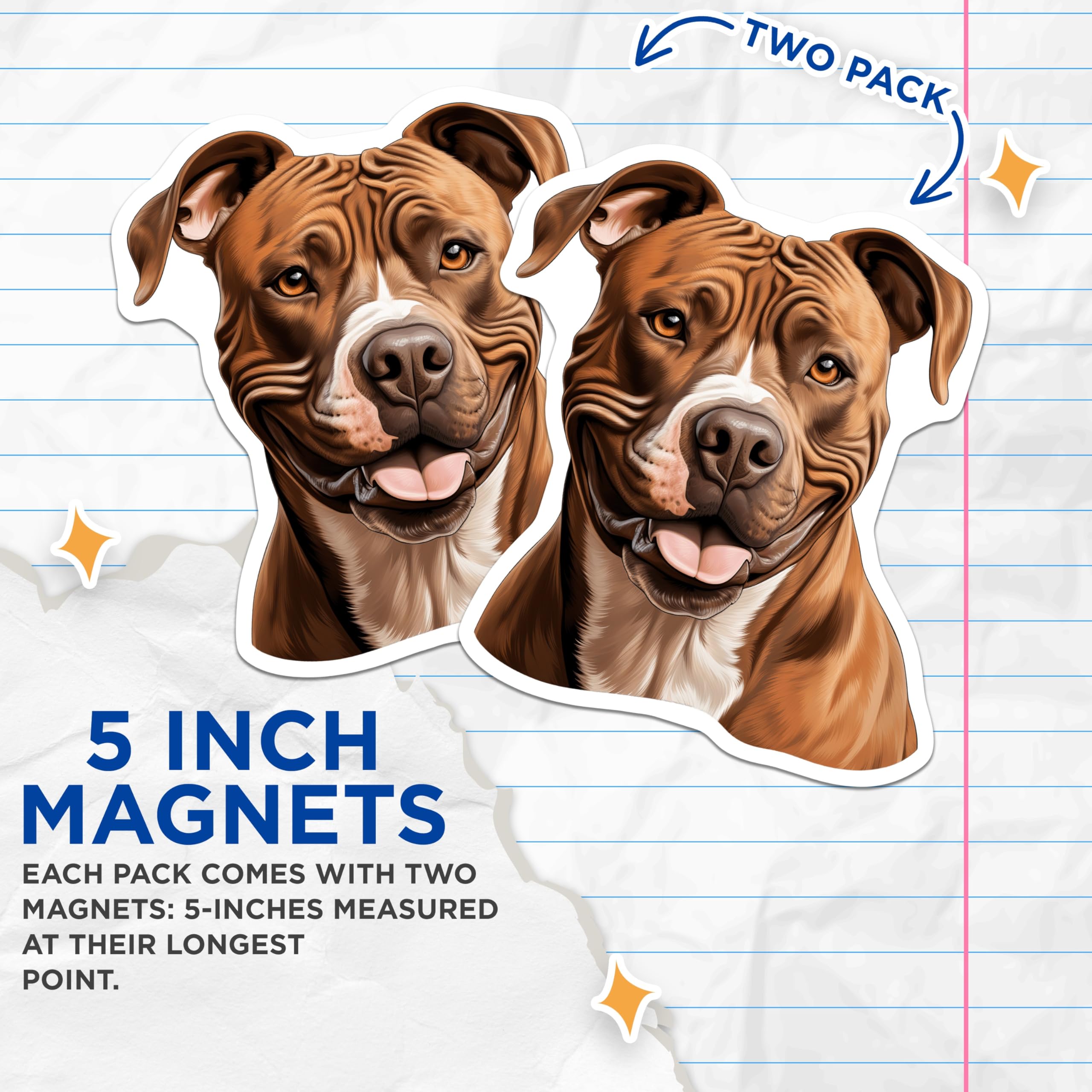 (2 Pack) Pitbull Magnets - Happy Pitbull Decor - Dog Lover Accessories for Pet Owners - 5 Inches On Longest Side - Thick Durable Magnet - Made in USA - MAG26987