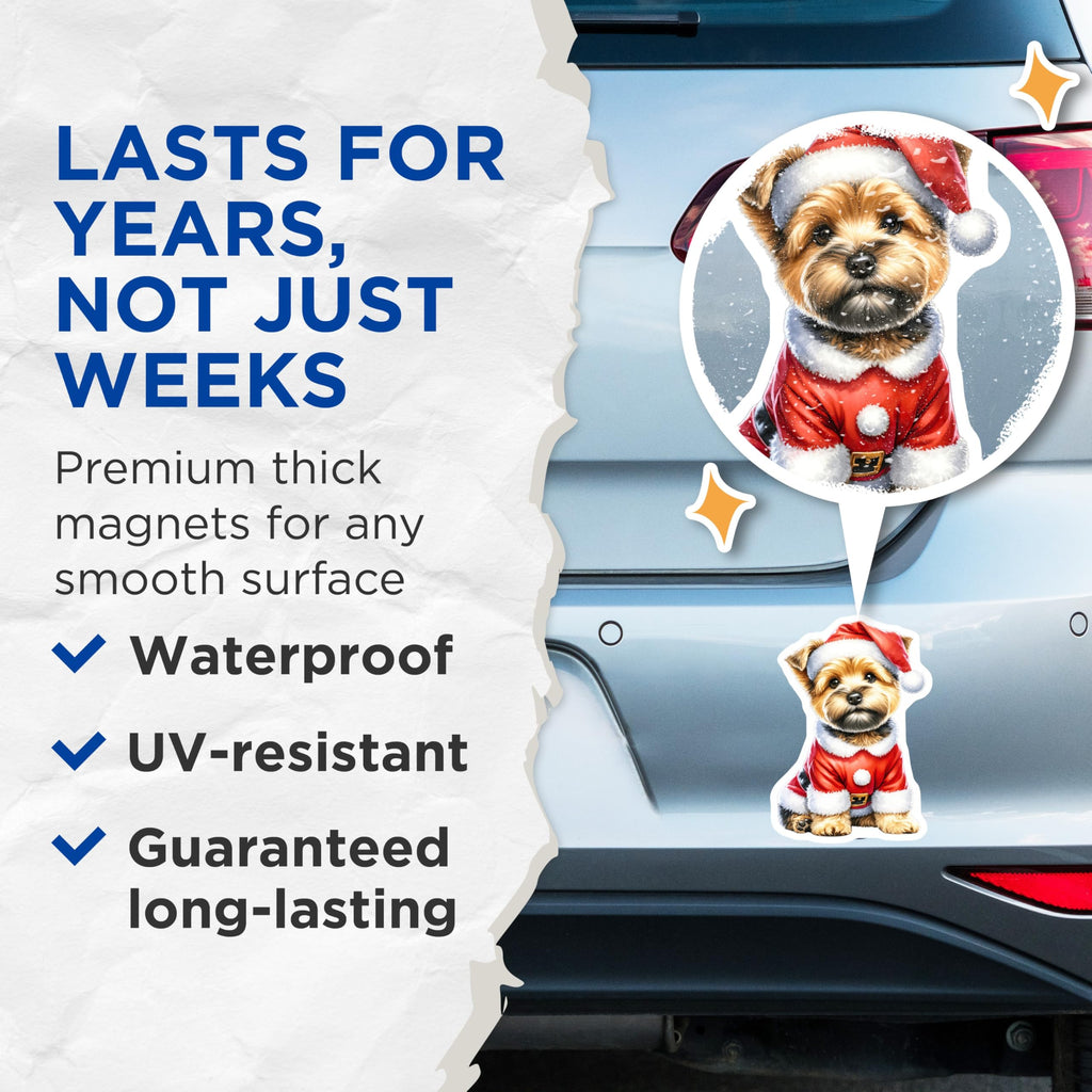 (2 Pack) Santa Yorkie Magnets - Christmas Dog Decor - Holiday Pet Lover Present - 5 Inches On Longest Side - Thick Durable Magnet - Made in USA - MAG27362