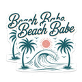 (2 Pack) Beach Babe Tropical Lifestyle Magnets - Sunny Ocean Wave Palm Tree Art - Coastal Summer Vacation Refrigerator Decor - 5 Inches On Longest Side - Thick Durable Magnet - Made in USA - MAG19317