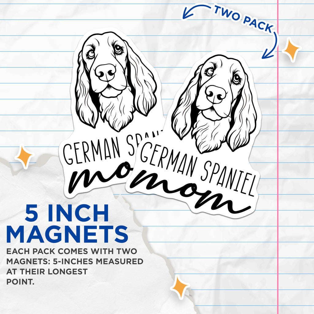 (2 Pack) German Spaniel Mom Magnets - Dog Lover Accent - Pet Parent Decor - 5 Inches On Longest Side - Thick Durable Magnet - Made in USA - MAG27027