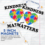 (2 Pack) Kindness Matters Magnets - Puzzle Heart Magnets - Colorful Puzzle Piece Magnets - 5" On Longest Side - for Cars, Fridges, Toolboxes - Made in USA - MAG5615