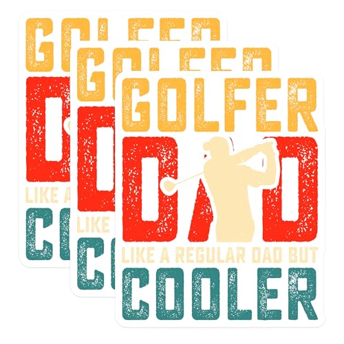 (3 Pack) Golfer Dad Decals - Funny Golf Lover - Cooler Dad Decal - 3 Inches On Longest Side - Easy Peel & Apply - Made in USA - 3MCS2477