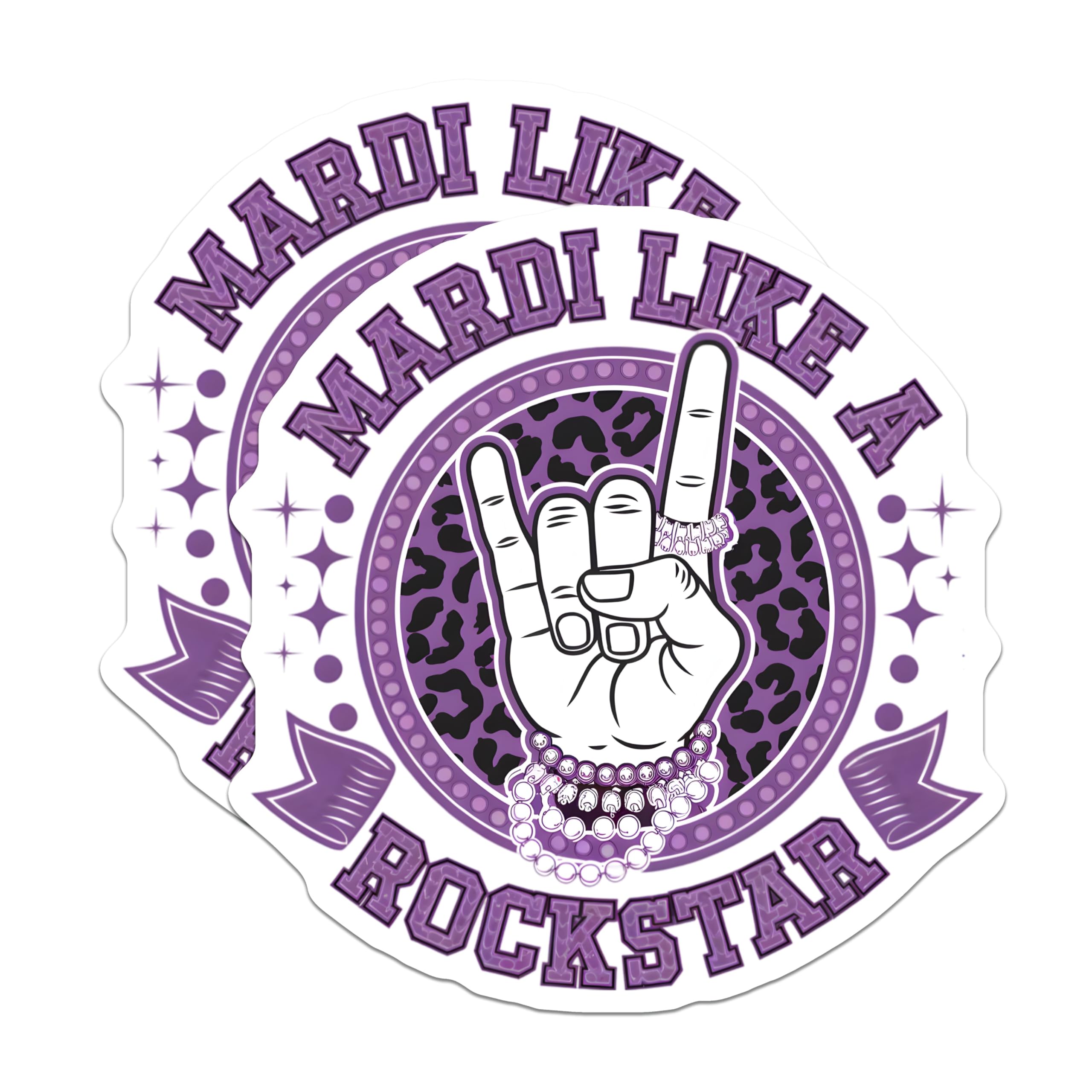 (2 Pack) Mardi Gras Magnets - Rockstar Decor - Purple Party Magnets - 5" On Longest Side - Premium Magnet - for Cars, Refrigerators, Toolboxes, Lockers - Made in USA - MAG15749
