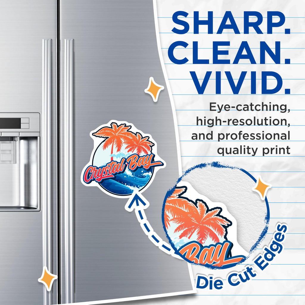 (2 Pack) Crystal Bay Magnets - Tropical Palm Tree Ocean Wave Beach Decor - Coastal Aesthetic Souvenir - 5 Inches On Longest Side - Thick Durable Magnet - Made in USA - MAG19449