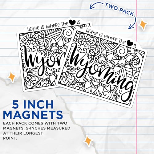 (2 Pack) Wyoming Magnets Magnets - Home is Where The Heart is - State Pride - 5" On Longest Side - Made in USA - Sticks to Refrigerators & Metal Surfaces - MAG9102