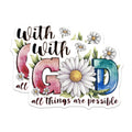 (2 Pack) with God All Things Possible Magnets - Religious Encouragement Decor - Uplifting Faith Accent - 5 Inches On Longest Side - Thick Durable Magnet - Made in USA - MAG25171