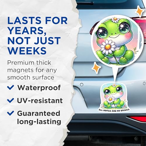 (2 Pack) Cute Frog Magnets - Adorable Frog Decor - 5" On Longest Side - for Cars, Fridges, Toolboxes - Made in USA - MAG7621