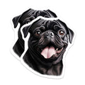 (2 Pack) Smiling Black Pug Magnets - Cute Dog Lover Decor - Pet Parent Kitchen Accessories - Funny Animal Art - 5 Inches On Longest Side - Thick Durable Magnet - Made in USA - MAG26338